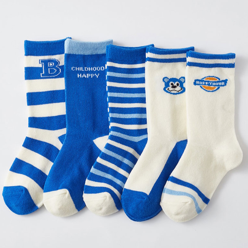 Kinder sokken Klein Blue Letter Heren Cotton Socks College Style Ademend midden Tube Sokken Kinder sokken Klein Blue Letter Heren Cotton Socks College Style Ademend midden Tube Sokken