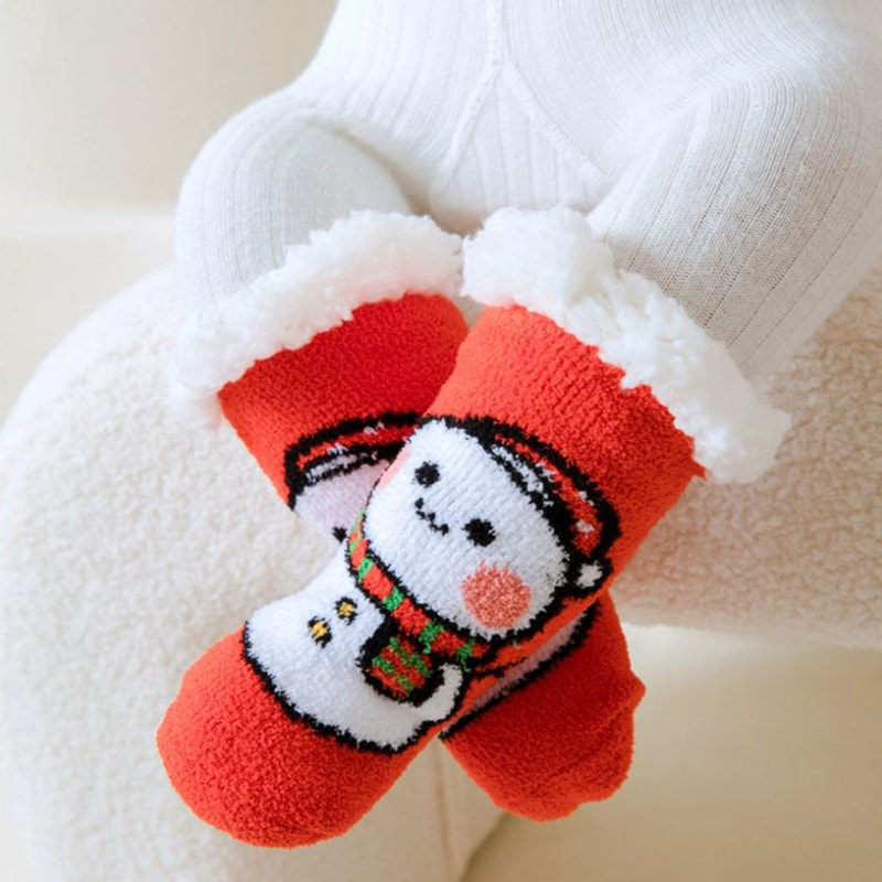 Baby Sokken Coral Velvet Cartoon Christmas Socks Home Geikte middelste buis slaapsokken Lamb Velvet plus fluwelen vloer Socks