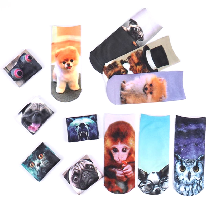 3D Socks European and American Personalized Harajuku Short Socks Gedrukte sokken