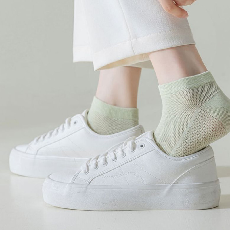 Lange fluwelen katoenen sokken voor vrouwen, mesh ademende korte sokken Lange fluwelen katoenen sokken voor vrouwen, mesh ademende korte sokken