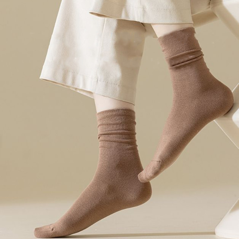 Solide kleur herfst/winter retro -stijl paalsokken witte sokken