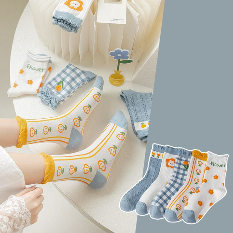 Mid Tube Socks for Children, Japanse Cartoon Socks Trend, Korean Version, Four Season Thin Women's Socks