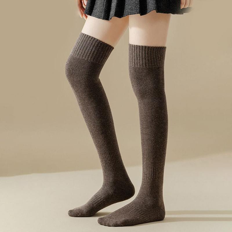 Knie over sokken voor vrouwen, herfst en winter Japanse JK High Socks, Winter Long Socks, Dikke Looped Warm Long Socks