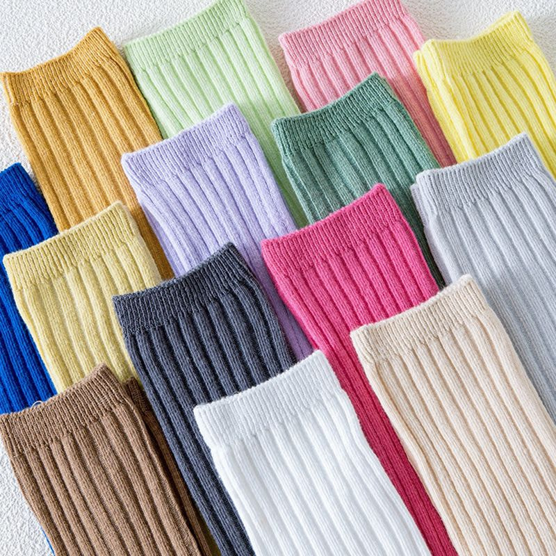 Kindersokken, buissokken, kniesokken van babyjongens en meisjes, snoepkleurige rechte bord dubbele naald sokken Kindersokken, buissokken, kniesokken van babyjongens en meisjes, snoepkleurige rechte bord dubbele naald sokken