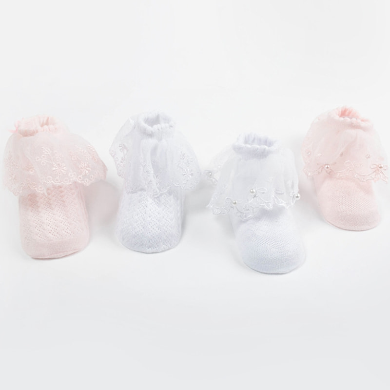 Mesh Pearl Lace Lace Socks Cotton Girls 'Bow Baby Dunne korte sokken Mesh Pearl Lace Lace Socks Cotton Girls 'Bow Baby Dunne korte sokken