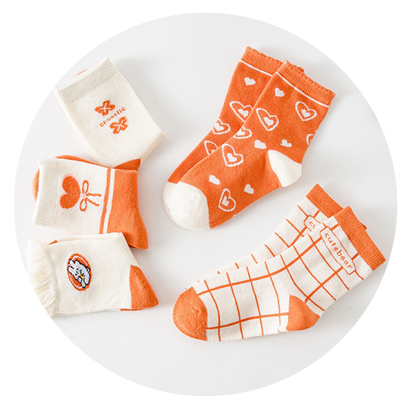 Girl's Socks Cartoon Orange Rabbit Medium grote kinderen sokken Girl's Socks Cartoon Orange Rabbit Medium grote kinderen sokken