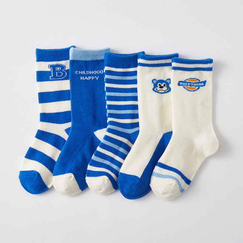 Kinder sokken Klein Blue Letter Heren Cotton Socks College Style Ademend midden Tube Sokken Kinder sokken Klein Blue Letter Heren Cotton Socks College Style Ademend midden Tube Sokken