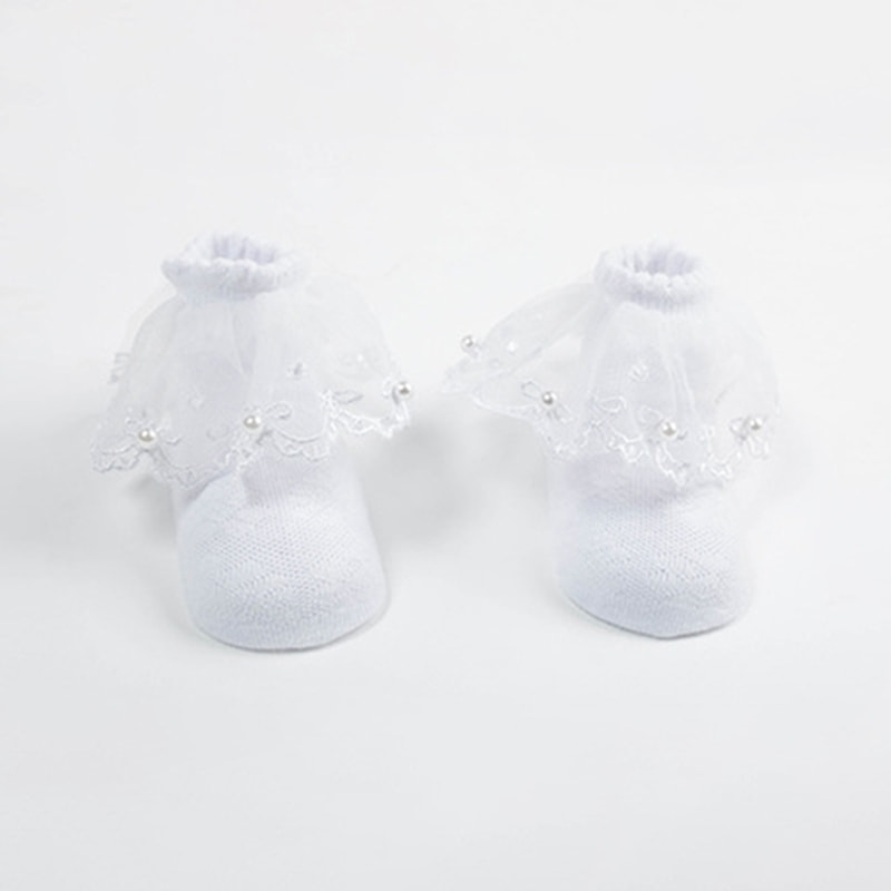 Mesh Pearl Lace Lace Socks Cotton Girls 'Bow Baby Dunne korte sokken Mesh Pearl Lace Lace Socks Cotton Girls 'Bow Baby Dunne korte sokken
